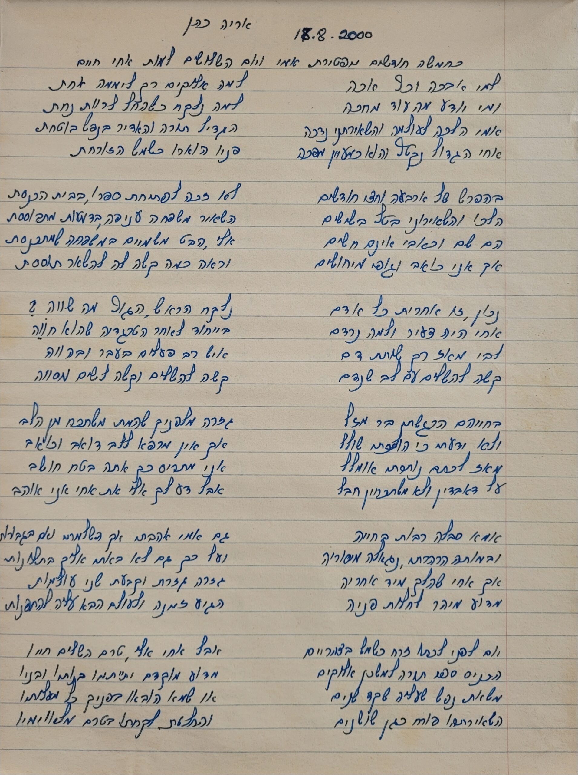 לזכרם של אמי ואחי
